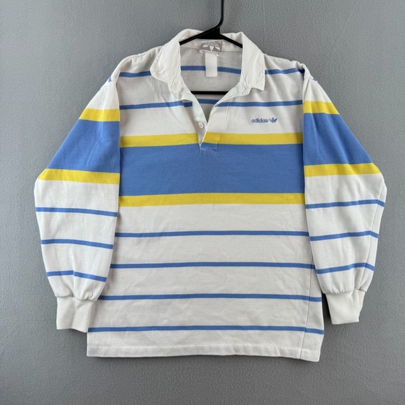 adidas Other - Vintage Adidas Rugby Shirt Mens Medium Cotton Long Sleeve Polo 90s Y2K